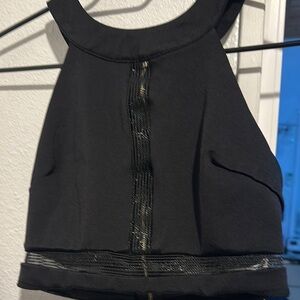 Stylish Black Top with Mesh Details